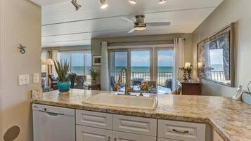 Premium Condo, 2 Bedrooms, Balcony, Ocean View | Private kitchen | Full-size fridge, microwave, oven, stovetop
