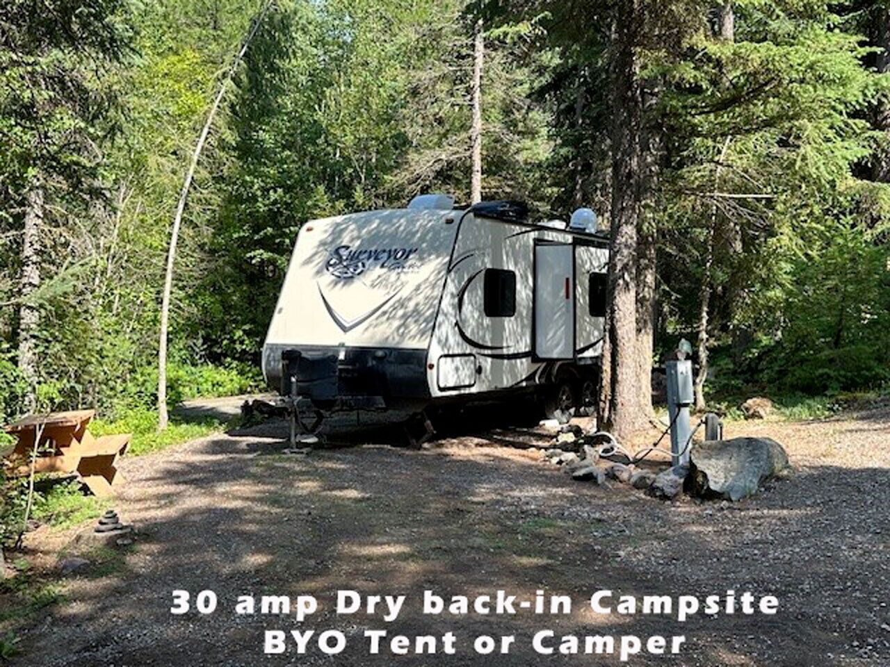 A 30 amp dry back-in campsite with a BYO tent or camper.