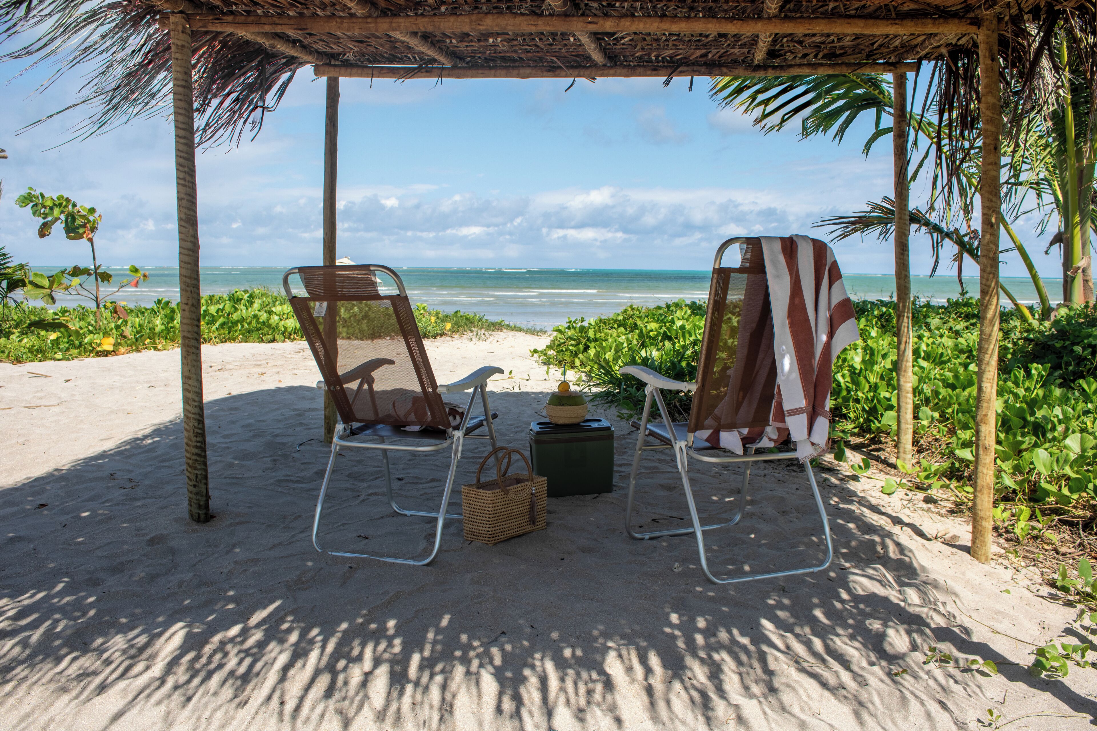 On the beach, white sand