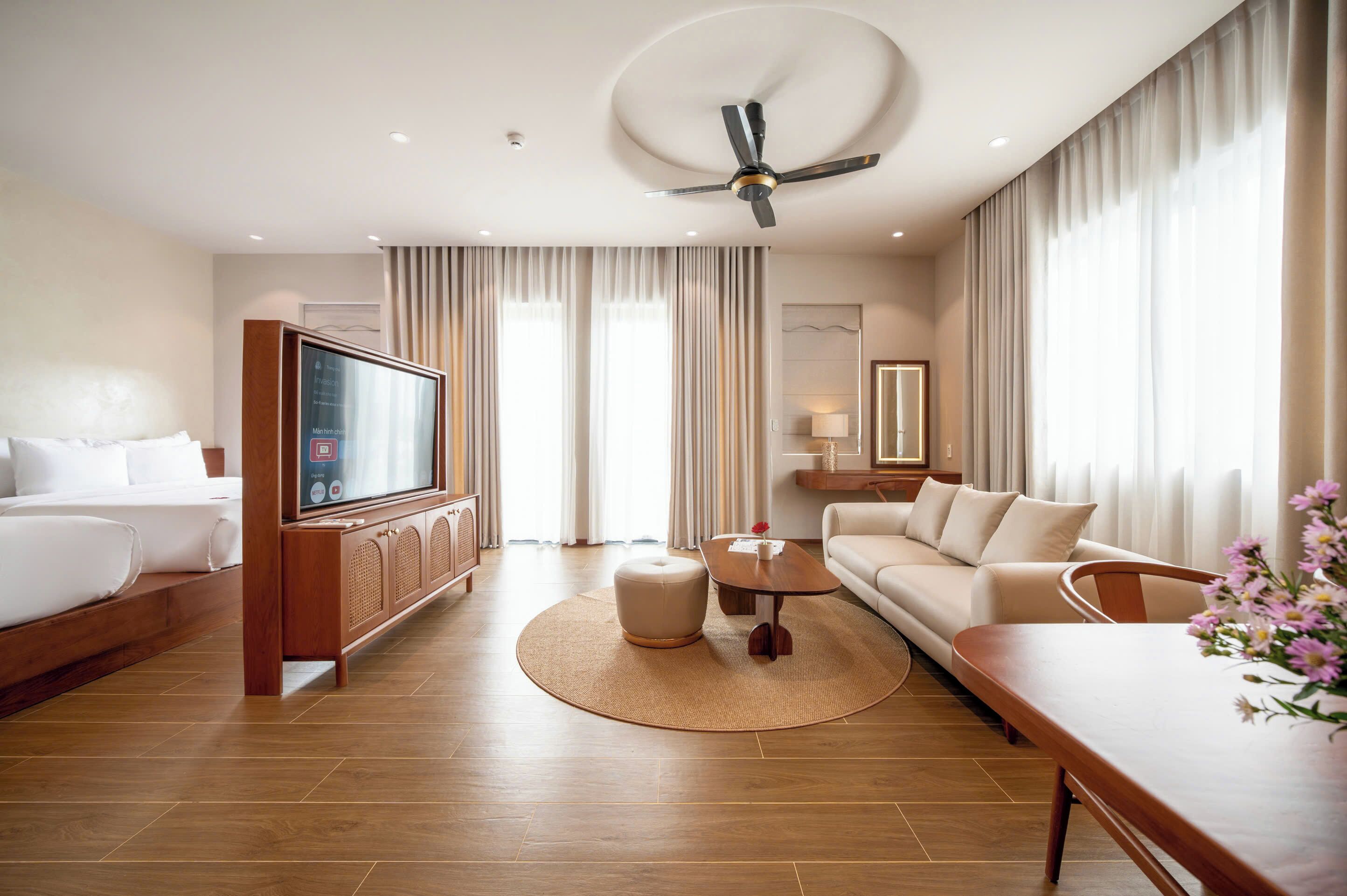 尊荣公寓, 多张床, 阳台, 公园景观 | 起居区