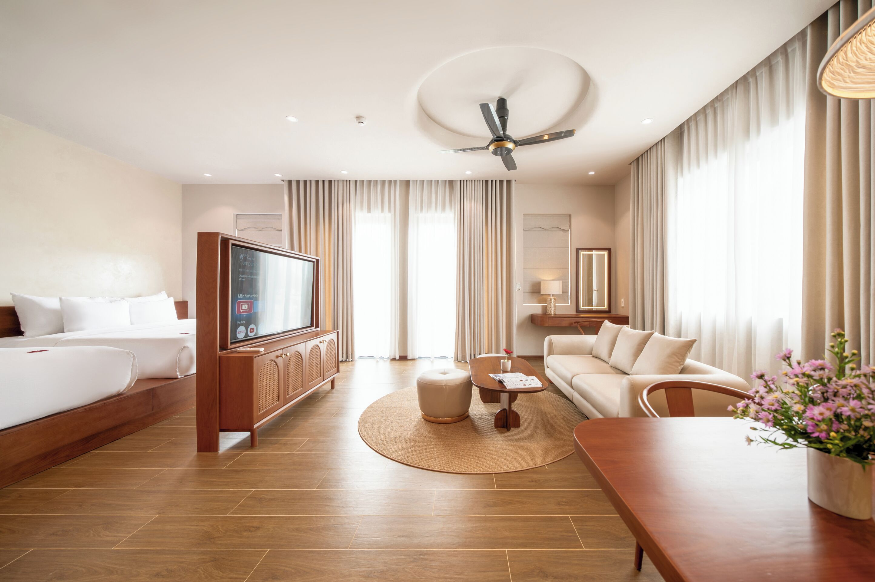 Family Apartment, 1 Bedroom, Garden View | Premium bedding, memory foam beds, desk, laptop workspace