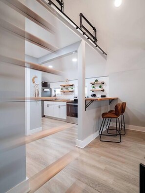 Fridge, microwave, oven, stovetop - Unique BOHO Ohio City Loft Apt (Cleveland)