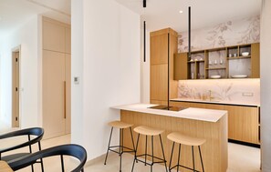 Fridge, microwave, oven, dishwasher