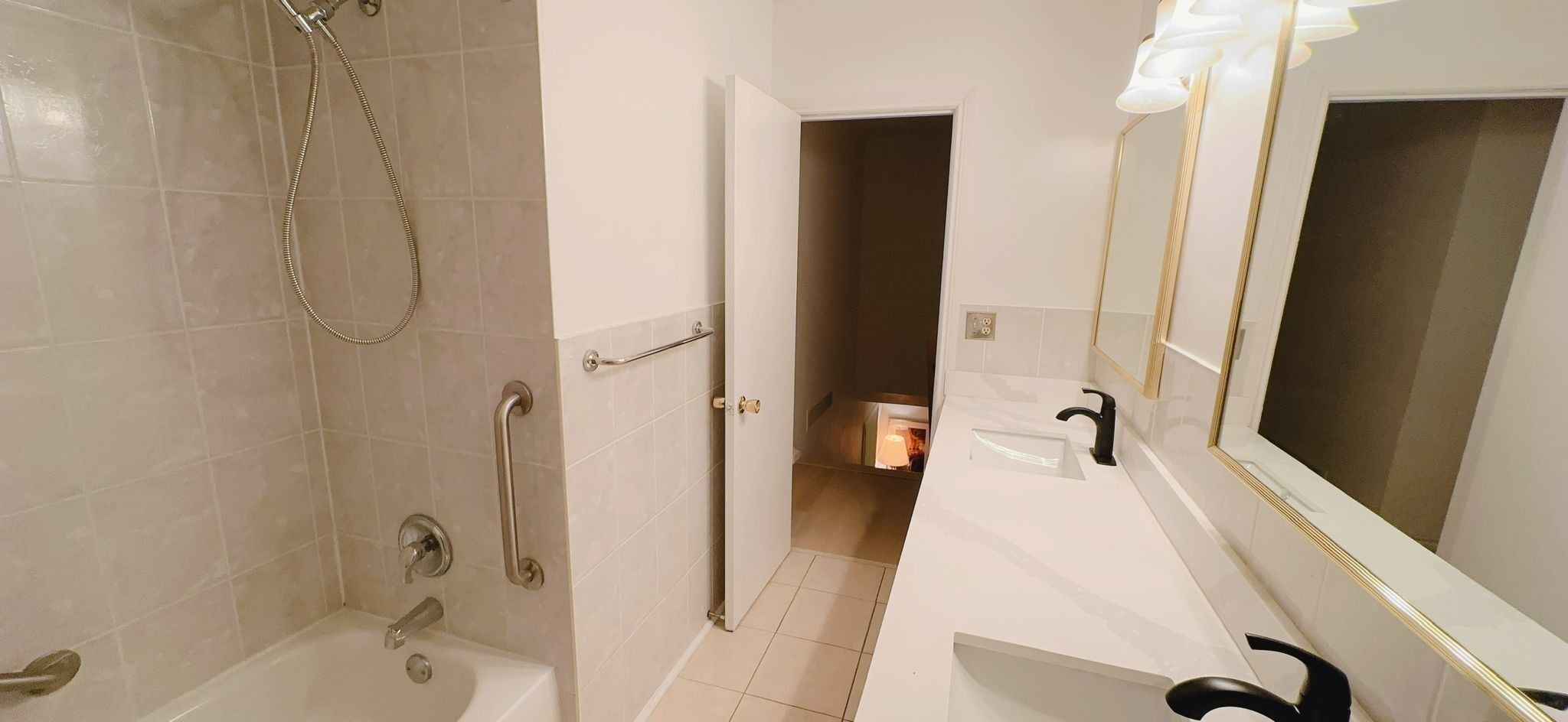 Shower, towels, soap, toilet paper
