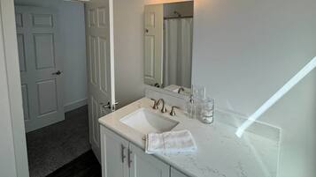 Hair dryer, soap, toilet paper