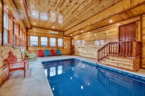 Indoor pool, a heated pool - Modern Luxury Cabin with Mountain Views Hot Tub Theater Indoor Pool Game Room (Sevierville)