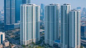 A high-rise building complex with multiple residential towers, surrounded by roads and green spaces. - Vinhomes Skylake Ha Noi Services Apartments - GalaxyHouse (Hanoi)