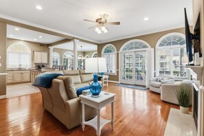 Smart TV, fireplace, video games, books