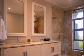 Shower, hair dryer, soap