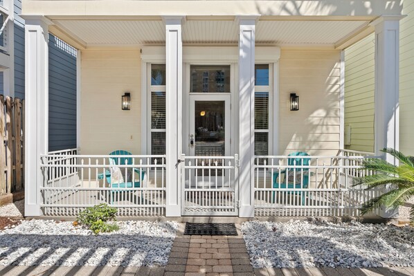 When you arrive, you have a gated patio to take you into the front entry of the home. - Fall Break Vacation at Holiday Beach (Panama City Beach)