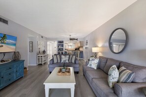 Living area - Relax at Bay Bliss-Bay Views & Steps to Beach! (Bradenton Beach)