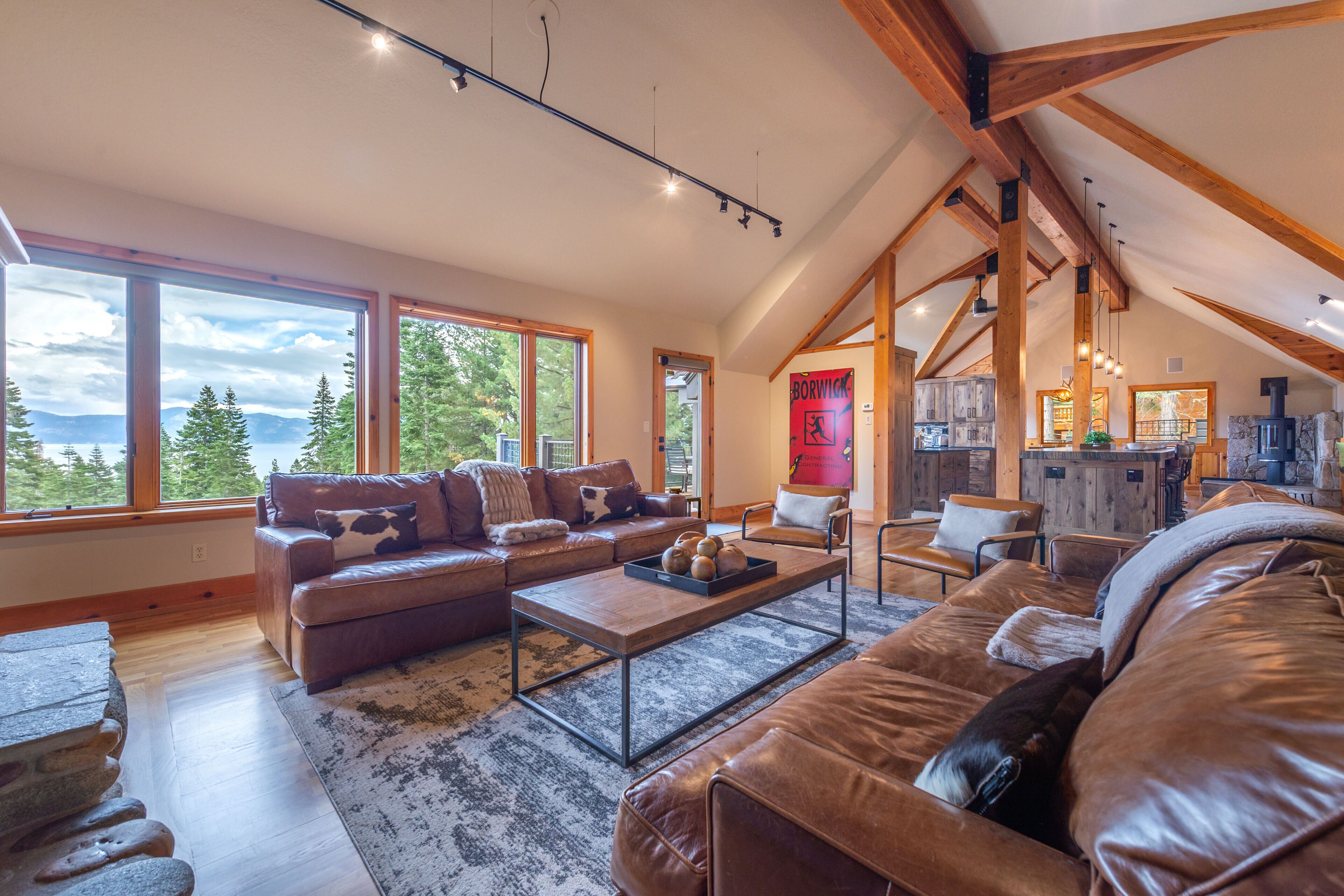 Televisión, chimenea y libros 