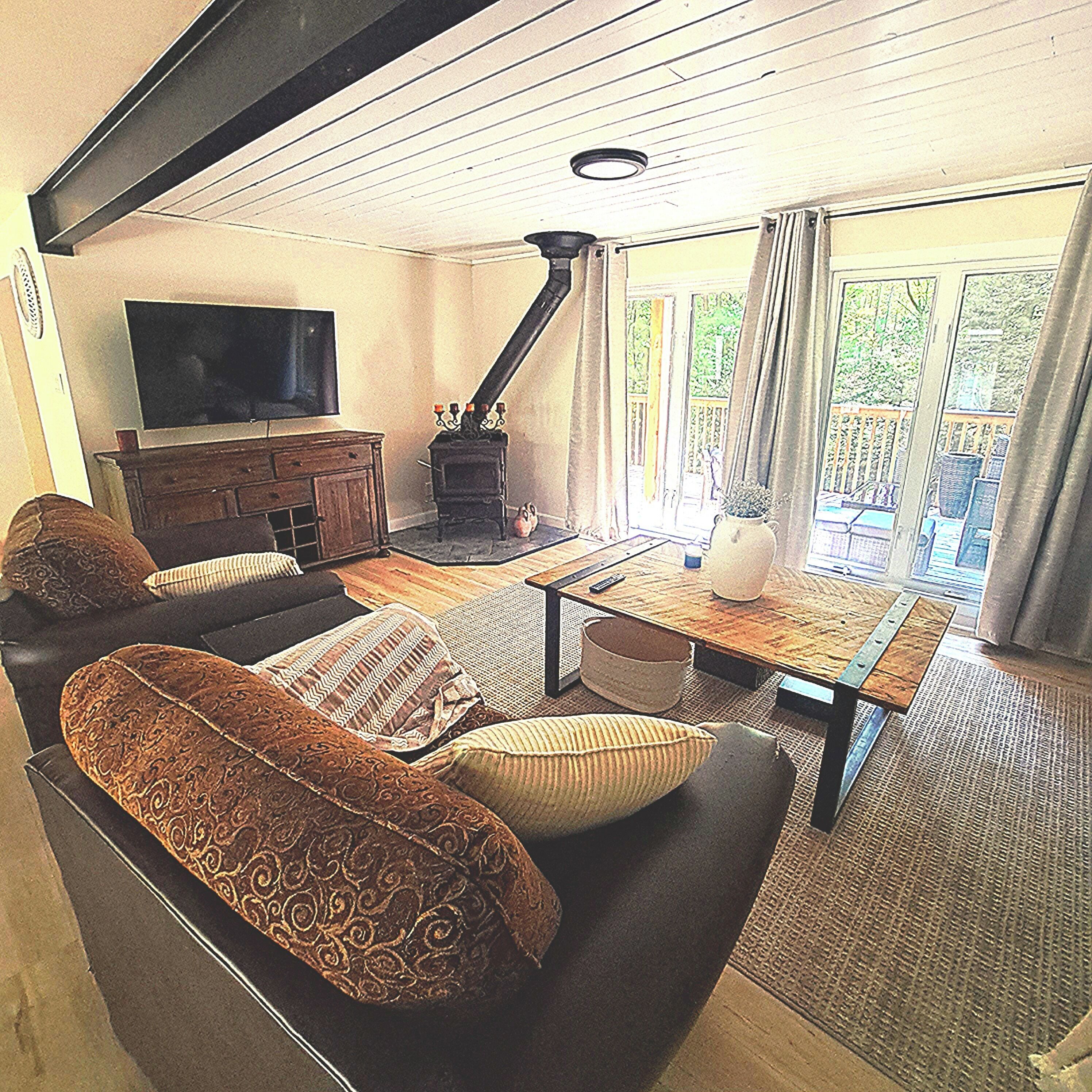 智能電視、壁爐、書籍