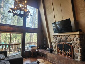 TV, fireplace