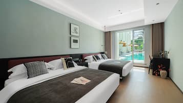 Superior Twin Room, Lanai, Pool View | Premium bedding, pillow-top beds, laptop workspace, soundproofing