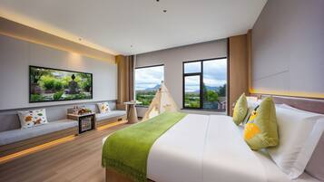 Family Double Room, Courtyard View | Free minibar, desk, laptop workspace, blackout drapes