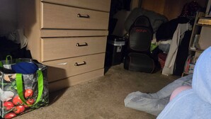 A bedroom with a wooden dresser, a chair, and a bed. - no longer here (Suffern)