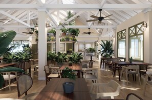 供应早餐、午餐和晚餐，花园景观