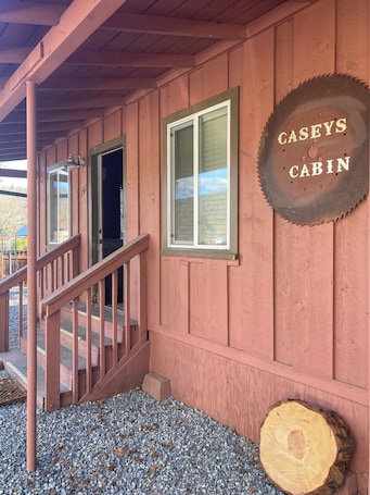 Exterior detail. 2-Bedroom Gold Miners Cabin on Trinity River, with Wi-Fi & Air Conditioning.