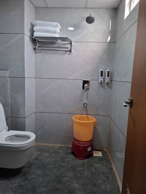 2 BHK Areca | Bathroom | Shower, rainfall showerhead, bidet, towels