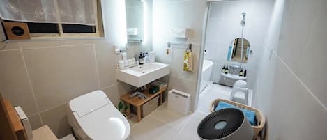 Hair dryer, towels