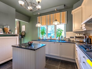 Fridge, oven, stovetop, coffee/tea maker