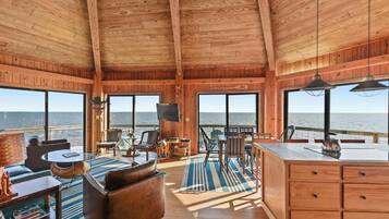 Signature House, 3 Bedrooms, Patio, Beach View | Living room | 50-inch Smart TV with digital channels