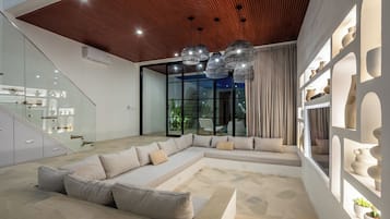 Classic Villa, 2 Bedrooms, Private Pool | Living area | 75-inch flat-screen TV with digital channels