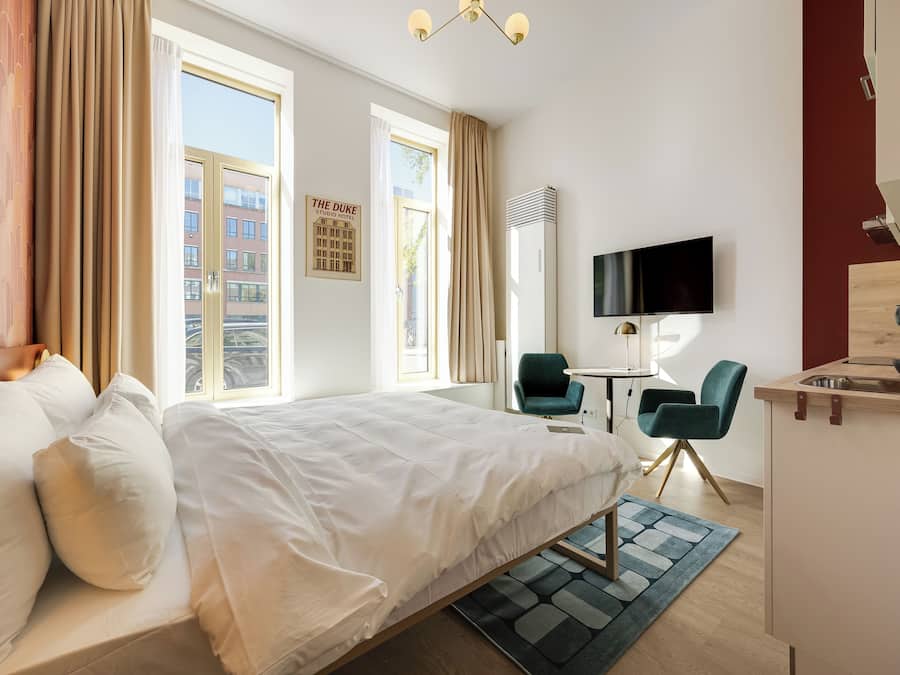 Estúdio luxo, vista para a cidade | Cofres nos quartos, cortinas blackout, quartos à prova de som