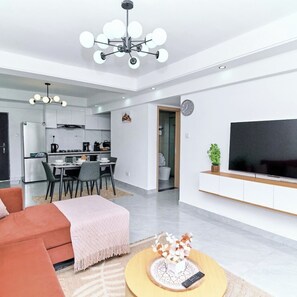 TV, fireplace