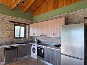 Fridge, microwave, oven, coffee/tea maker - Bellevia Stone Pool Villa (Nea Styra)