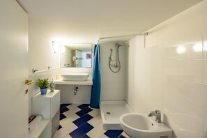 Shower, free toiletries, hair dryer, bathrobes