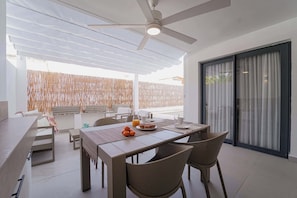 Outdoor dining - Fantastic 2 BR apartment 30 seconds from beach (Punta Cana)