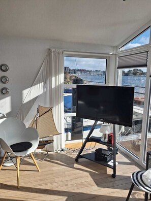 Smart-TV, Kamin, Bücher