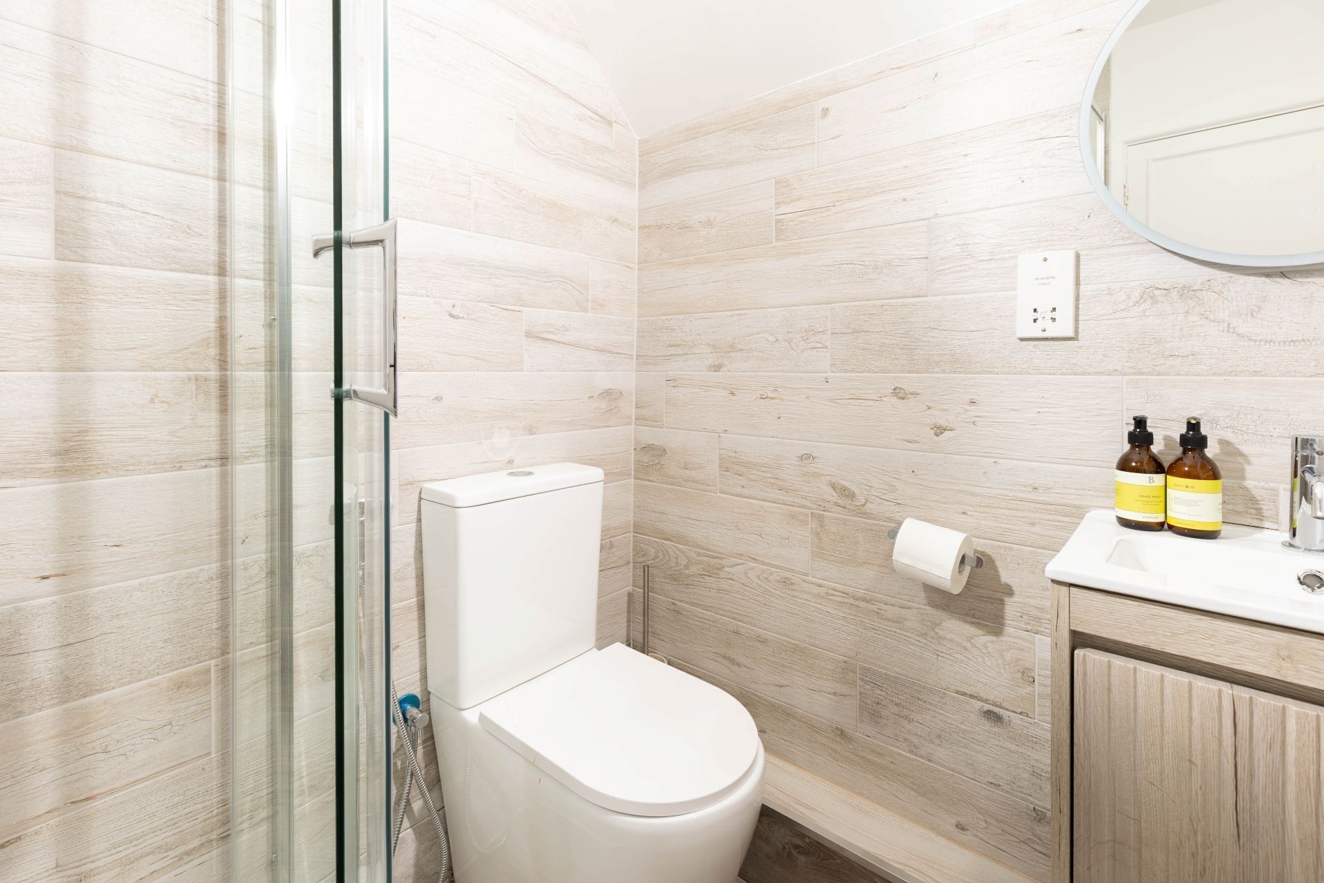 Shower, eco-friendly toiletries, hair dryer, towels