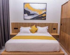 Apartemen Deluks, 2 kamar tidur, balkon, pemandangan kota | Wi-Fi gratis dan seprai linen