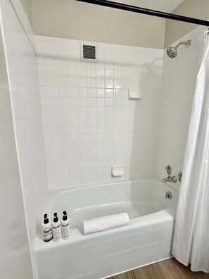 Shower, hair dryer, shampoo - Modern Omaha Apartment Near Dining & Attractions (Omaha)