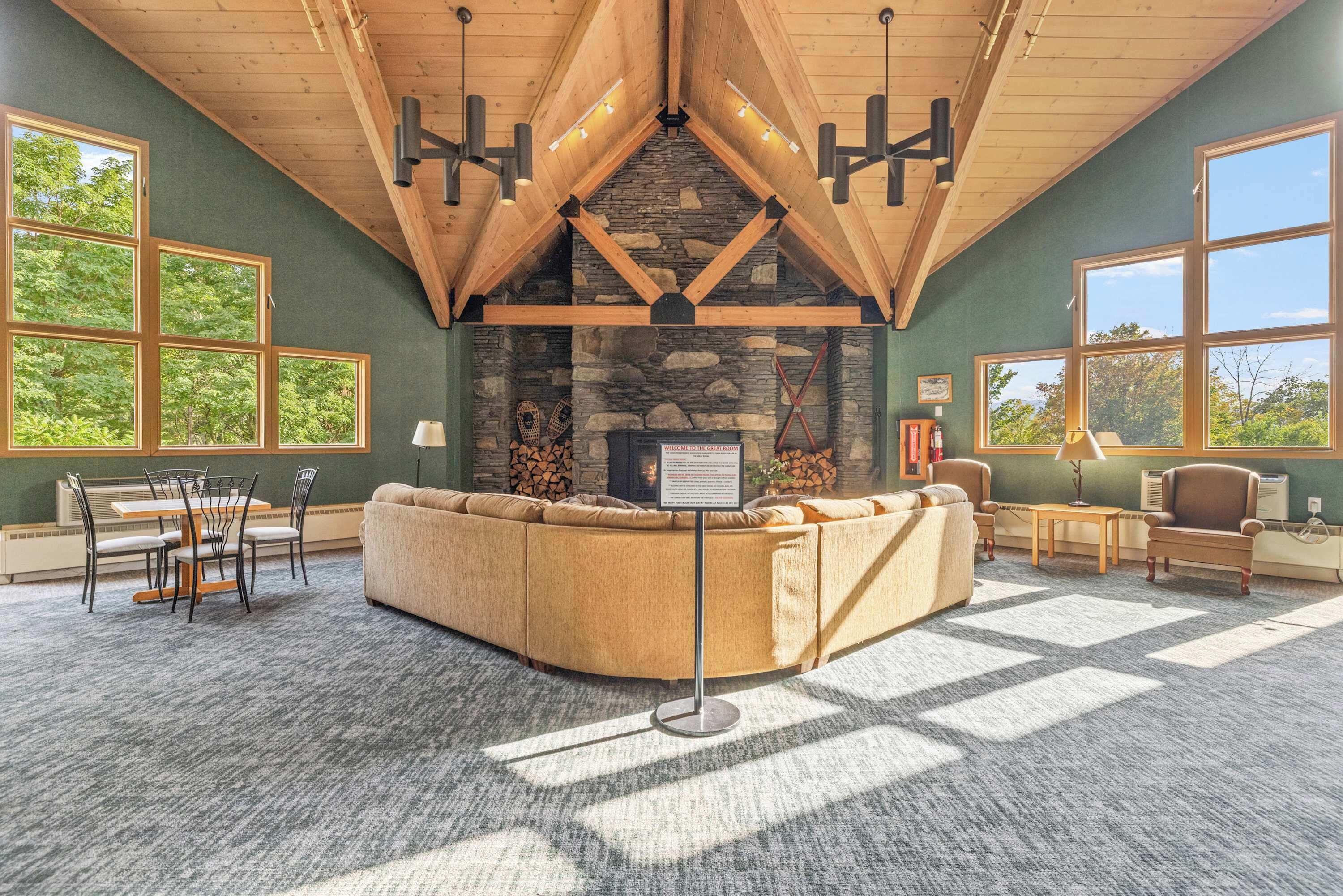 TV, fireplace, offices