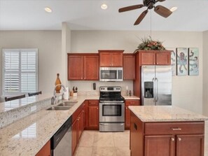 Fridge, microwave, stovetop, dishwasher