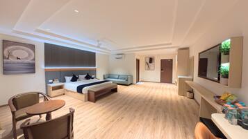 In-room safe, desk, laptop workspace, blackout curtains