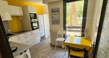 4-person ground-floor apartment, in the center of town and facing Uriage park, near thermal baths