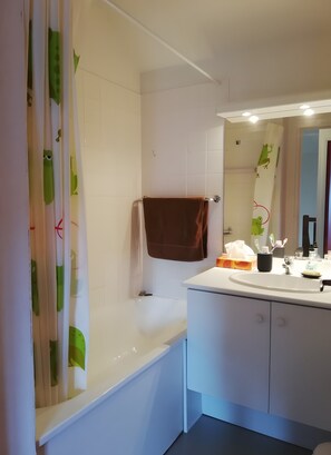 Dusche, Haartrockner, Handtücher