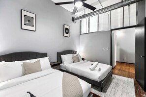 2 bedrooms, desk, iron/ironing board, travel cot