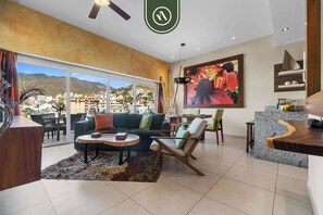 Apartment, 1 King Bed with Sofa bed, Kitchen, Ocean View (Zenith 501 Casa Artista) | Living area - 1BR Condo With Rooftop Pool - Romantic Zone (Puerto Vallarta)