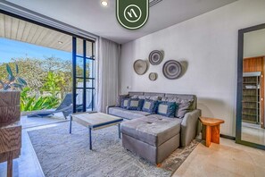 Condo, Multiple Beds, Pool Access, Ocean View (Palm on the Tree Unit 3) | Living area - New 2BR Condo in Zona Romantica - Rooftop Pool (Puerto Vallarta)