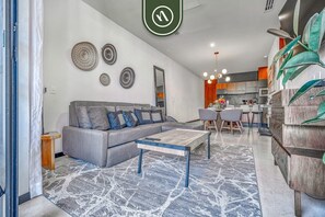 Condo, Multiple Beds, Pool Access, Ocean View (Palm on the Tree Unit 3) | Living area - New 2BR Condo in Zona Romantica - Rooftop Pool (Puerto Vallarta)