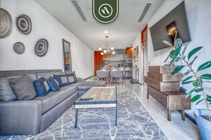 Condo, Multiple Beds, Pool Access, Ocean View (Palm on the Tree Unit 3) | Living area - New 2BR Condo in Zona Romantica - Rooftop Pool (Puerto Vallarta)