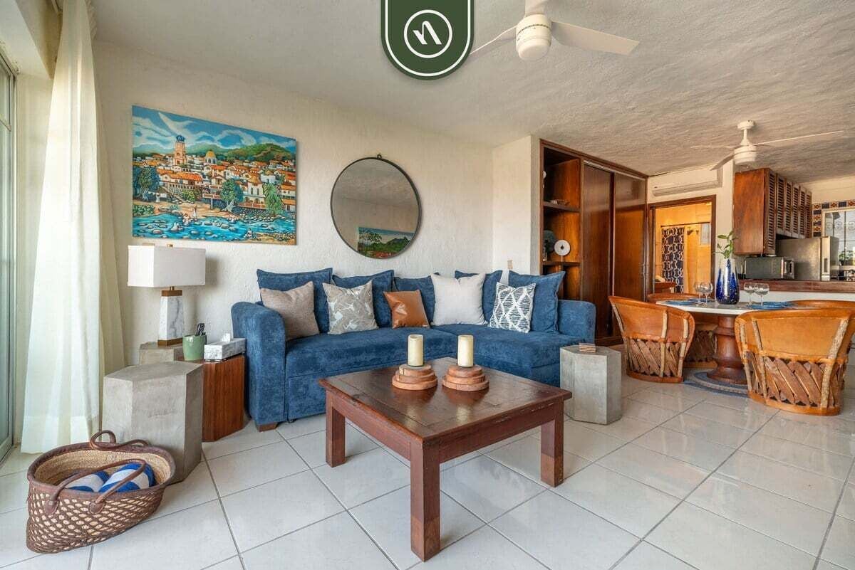 Condo, 1 cama King size y sofá cama, acceso a la alberca, vista al océano (Vista Mar 1) | Área de sala de estar