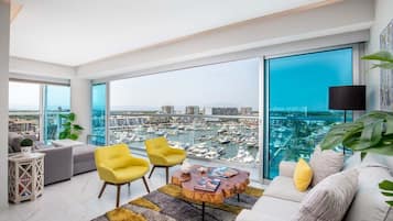 Appart'hôtel, 1 très grand lit, balcon (Nautico 8A) | Coin séjour