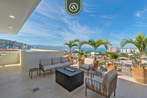 Apartment, Multiple Beds, Kitchen, Ocean View (Koralion 6D) | Terrace/patio - Corner 2 BR Condo - Rooftop Pool With Oceanview (Puerto Vallarta)